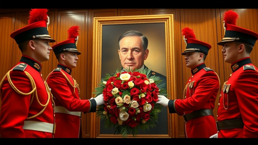 Ceremonial guards honoring Raila Odinga's legacy with a wreath.