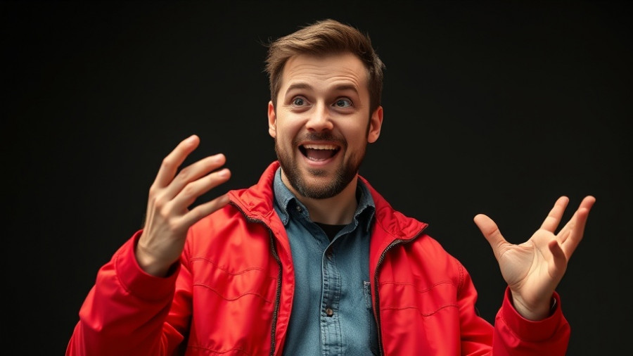 Man explaining why baby monitors make your eyes glow, vivid expression.