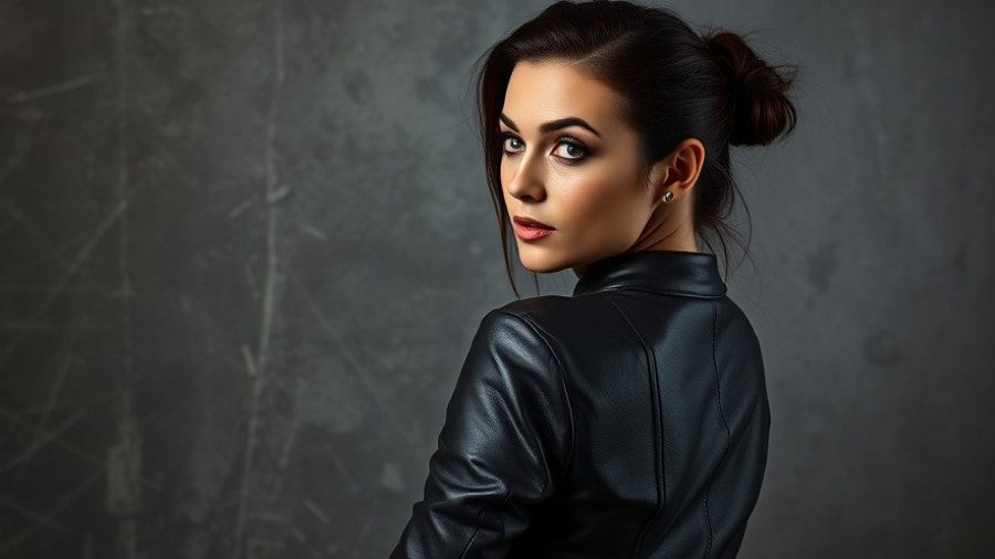 Confident woman in black leather, navigating the AI revolution