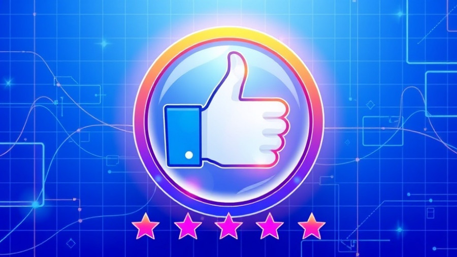 Illustrative thumbs-up icon on blue web design background.