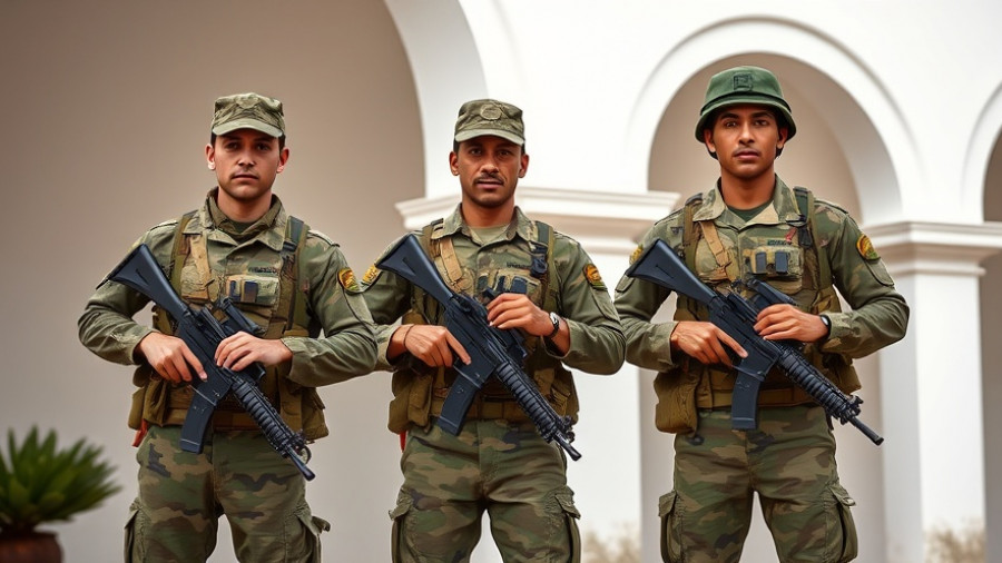 Peruvian soldiers stand guard amid state of emergency.