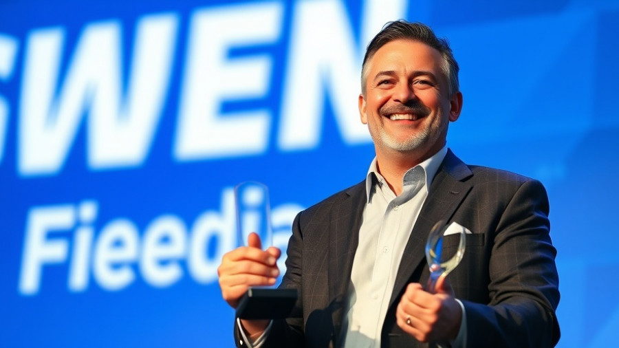 Africa Trade event speaker holding an award at corporate gathering.