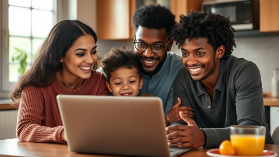 A family engaged with school choice decisions at home.