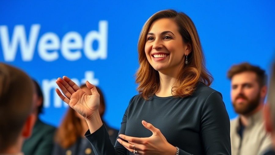 Confident woman presents ideas, learning how to start a new career.