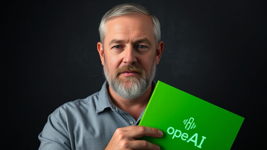 Man holding neon OpenAI folder related to ChatGPT projects.