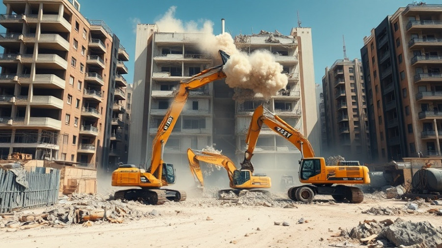 Heavy machinery in action during Gaza building demolition