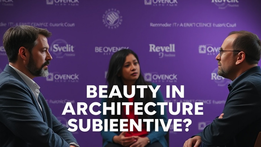 Panel discussing architecture's subjective beauty in a vivid setting.