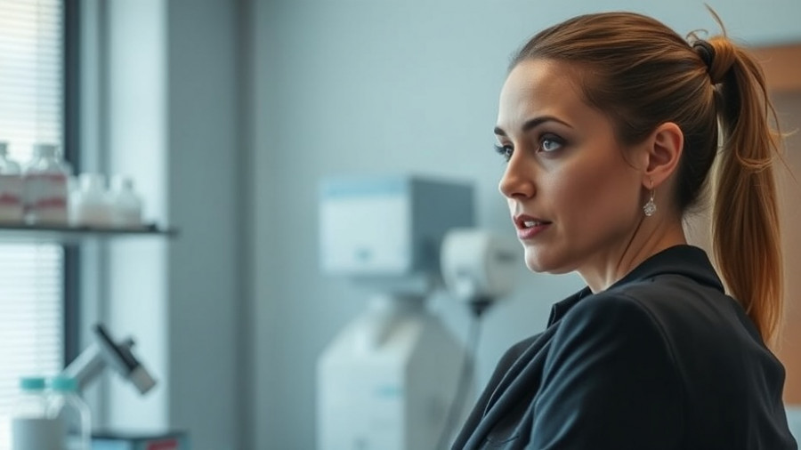 Focused female presenter in lab setting discussing Syria's missing individuals.