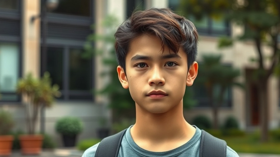 Africa news feature young individual and justice-themed text.