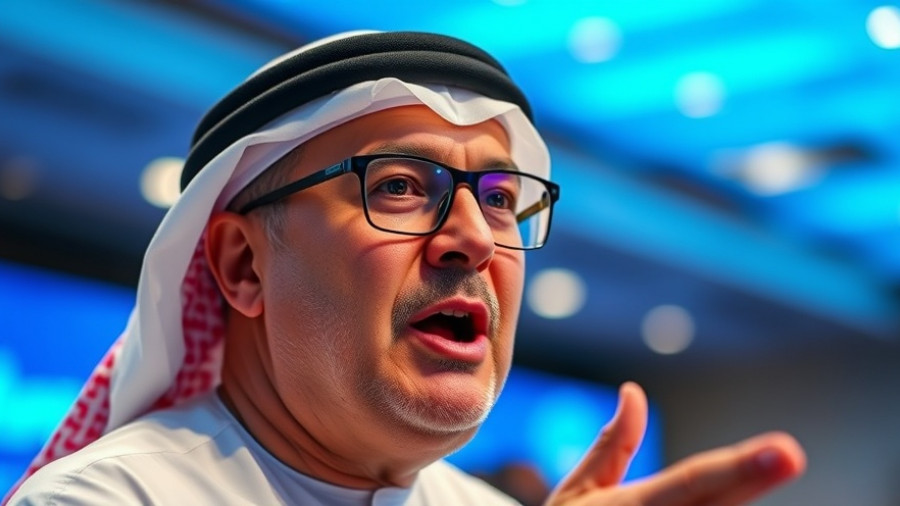 UAE adviser discussing international issues during a conference.