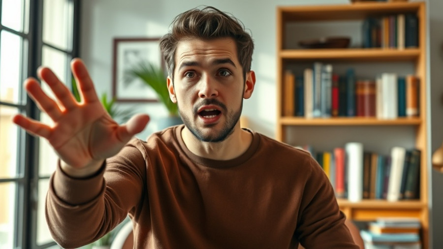 Young man discussing productivity and goal setting in a home office.