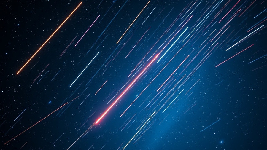 Leonid Meteor Shower illuminating the night sky with bright meteor streaks.