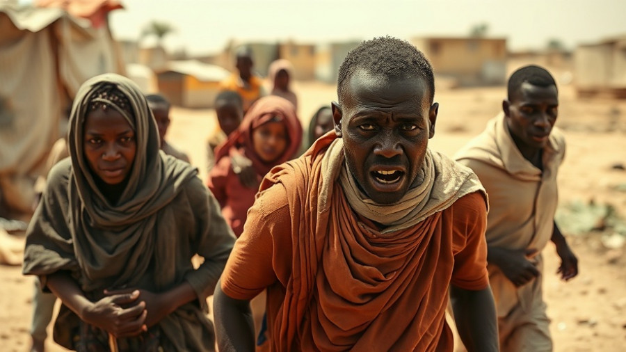 Sudan RSF violence crisis captured as civilians flee amid distress.