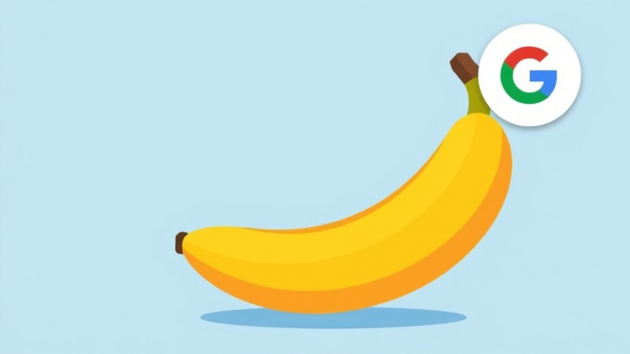 Simple cartoon banana with Google branding on blue background for Nano Banana AI.