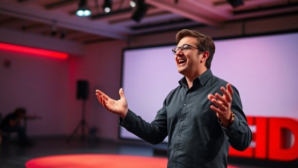 Dynamic speaker presents at TED Talk, Recapture Early Internet Joy.