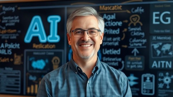 AI policy and governance for Africa: Man explaining AI concepts on digital board.