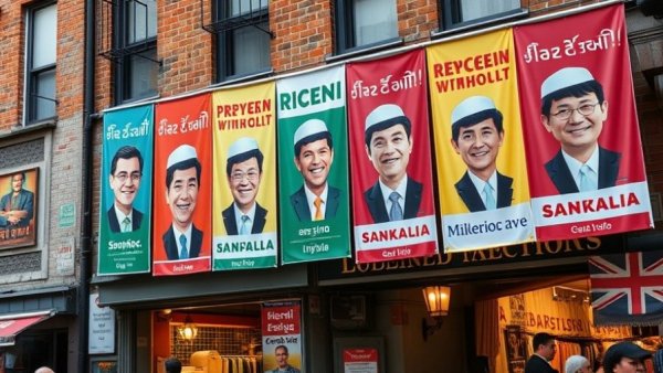 Election banners in Iraqi Kurdistan reflecting political campaigns.