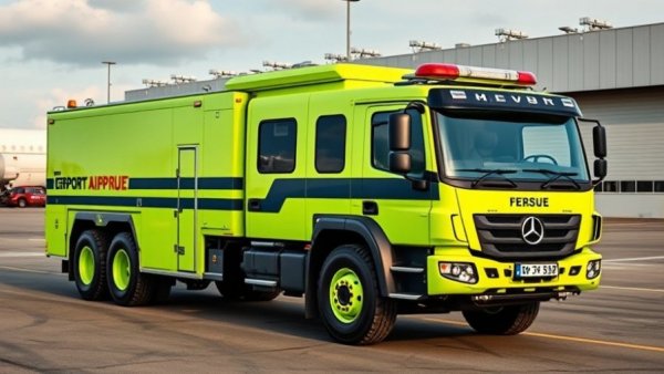Lime-green ARFF vehicle at Punta Cana International Airport.