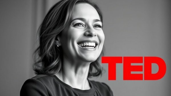 Confident woman smiling in a TED theme, intentional ambition and work culture.