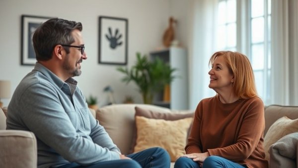 Casual conversation about breaking habits, soft lighting, home setting