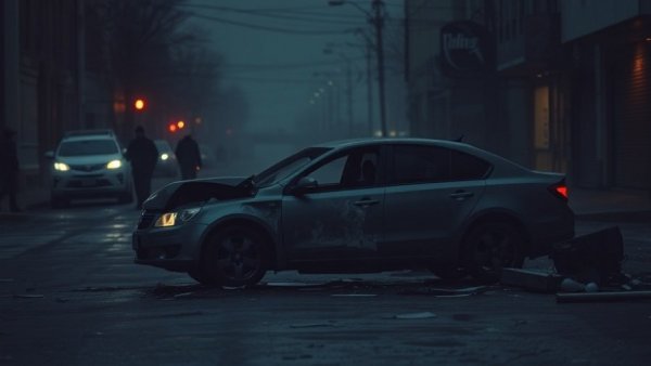 Dark scene of New Delhi car blast aftermath with somber atmosphere.