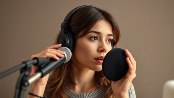 Woman discussing Mali's fuel crisis in a podcast studio.