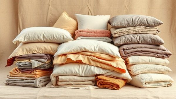 Assorted bedding items for Early Black Friday Bedding Deals on beige background.