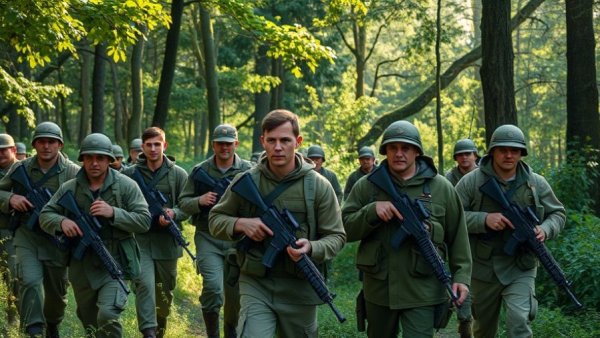 French Foreign Legion recruitment process: soldiers march through forest