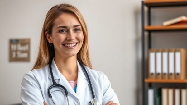 Professional female doctor at Case Clinics Uganda discussing healthcare.