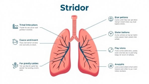 Educational diagram detailing stridor causes and characteristics, abnormal lung sounds.