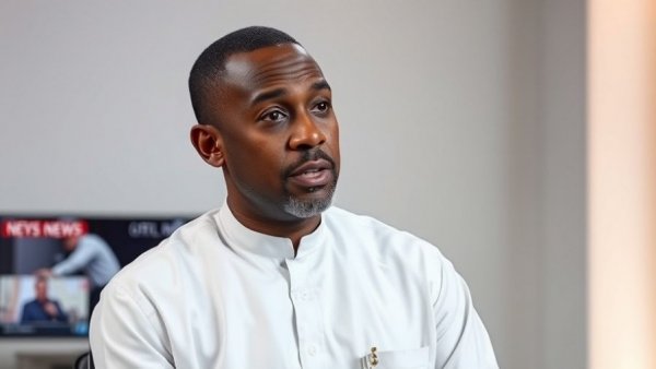 Interview on African governance and tradition with formal attire.