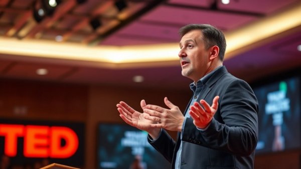 Passionate speaker presenting at TED on women's future in flag football.