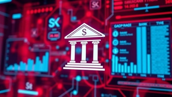 Digital representation of South Africa credit rating with bank icon.