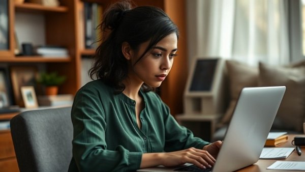 Focused person working on laptop, symbolizing career curveballs.