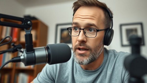 Man engaged in an online podcast discussing AI policy and governance for Africa.