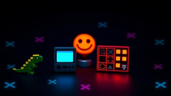 Pixelated gaming icons in a minimalist design for games to play in WordPress.