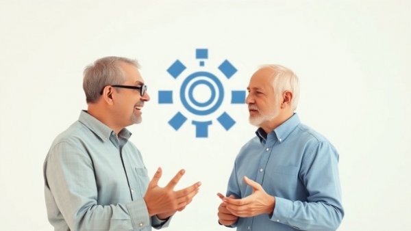 Two men discussing technology at DevFest 2025, tech event conversation.