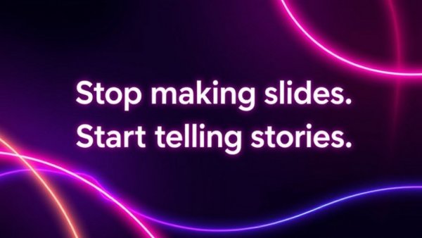 NotebookLM Slide Decks for Kids: vibrant neon design with slogan.