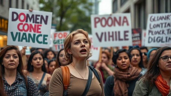 Protest against gender-based violence in South Africa with passionate speaker.