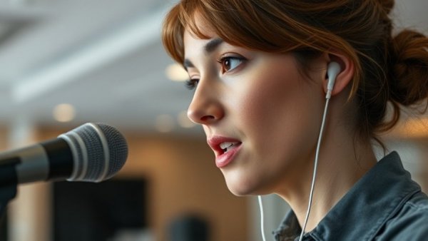 Woman speaking in podcast about AI Hallucination in Gemini 3, close-up.