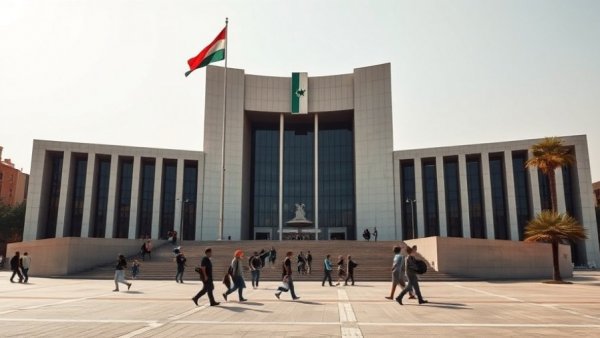 Chad Development Funding modern architectural monument with pedestrian.