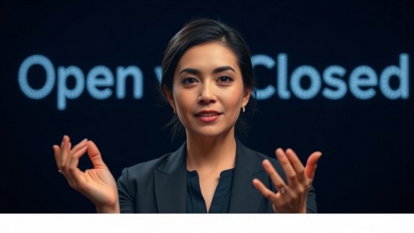 Open source vs closed AI discussion with professional woman.