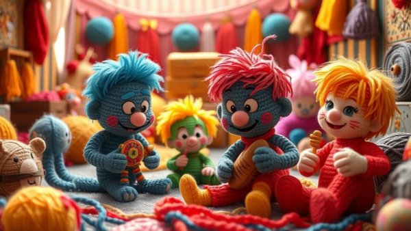 AI-powered creativity in yarn-like cinematic transformations, colorful and detailed.