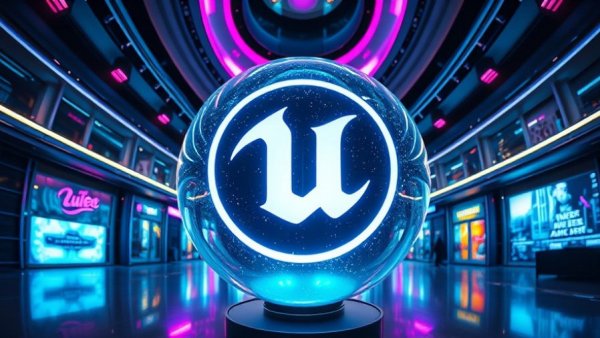 Futuristic 3D sphere with Unreal Engine logo at Stockholm Fest.