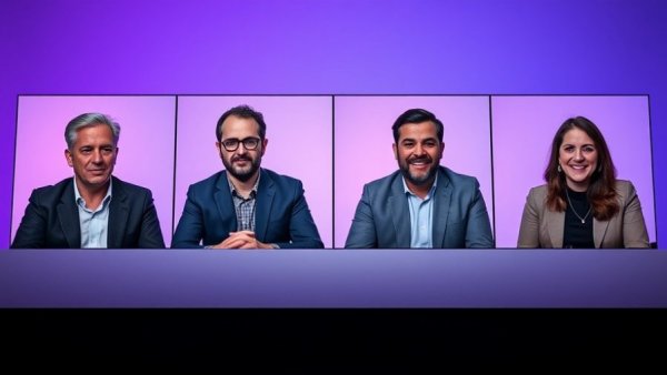 Discussion panel on dark web job market with four experts, purple gradient.