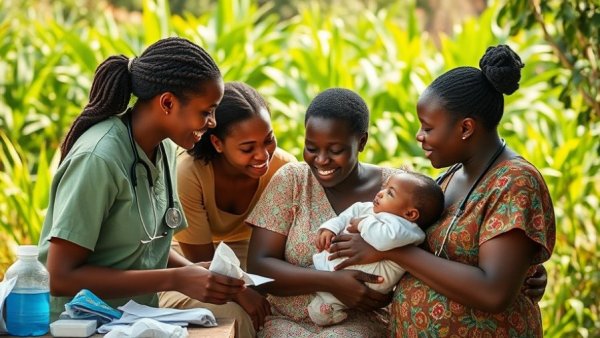 African medical drone delivery in action, rural healthcare setting.