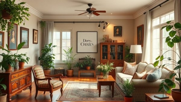 Elegant living room in vintage style showcasing Black Friday home deals.