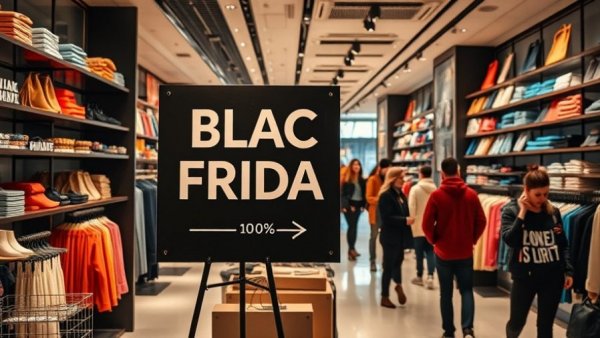 Black Friday spending in South Africa: Retail store with sale sign.