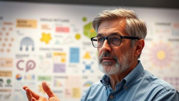 IT Architecture for AI discussion with colorful diagrams and lecture setting.