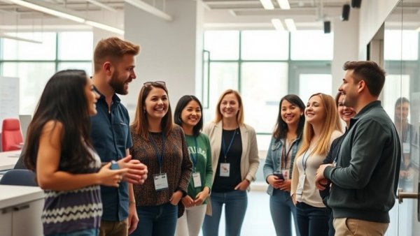 AI logistics for SMEs meeting with team collaboration, bright office.